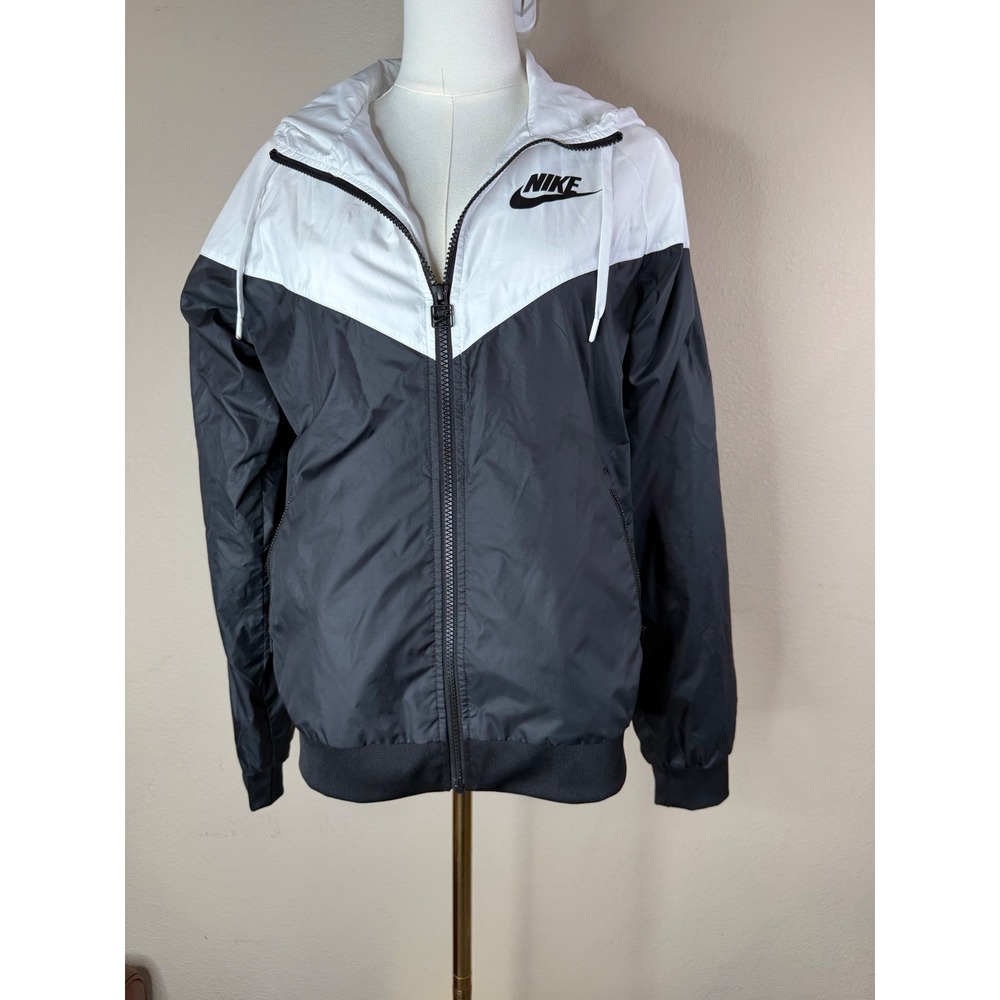 Nike Sportswear Windrunner Hooded Jacket Black White Gym Running Small